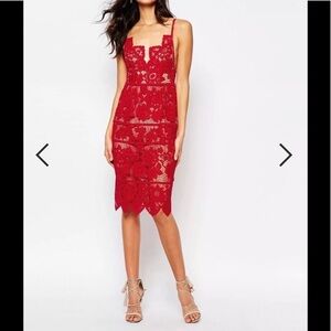 FOR‎ LOVE & LEMONS GIANNA MIDI DRESS RED​